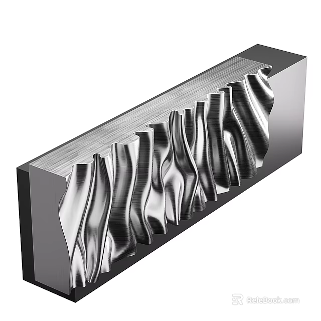 Modern Metal Reception Desk With Wavy Interior Design And Sleek Structural Details 3d model 