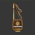 Elegant Classical Harp Decorative Household Item With Golden Accents And Carved Design