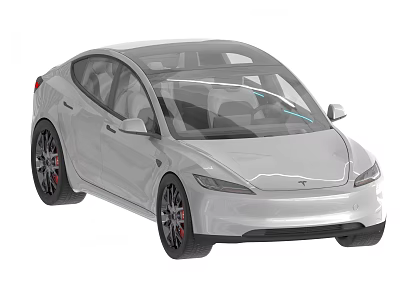 Tesla Model 3 Silver Electric Car With Panoramic Sunroof Black Wheels And Sleek Body Design 3d model