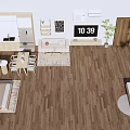 Modern Interior Design With Open Layout Wooden Flooring Kitchen Living Area And Bedroom