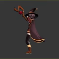 Cartoon Fantasy Wizard Character With Purple Hat Red Cloak And Staff