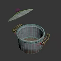 Metal Cooking Pot With Lid And Two Handles For Home Kitchen Use