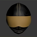 Black Motorcycle Helmet With Yellow Tinted Visor And Ultracomfort Geometric Design