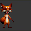 Cute Smiling 3D Rendered Cartoon Fox With Orange White Fur And Fluffy Tail