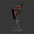 Futuristic Sci Fi Mechanical Structure With Red Green Glowing Panels And Base