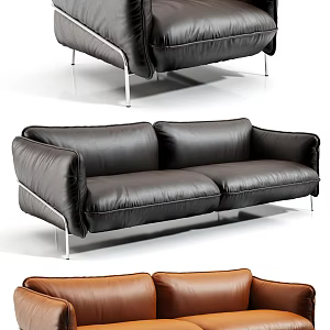 Modern Combination Sofa Double Leather Sofa 3d model