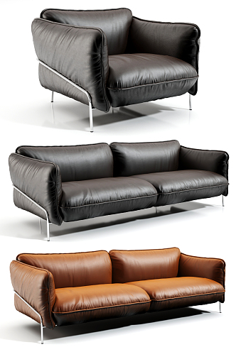 Modern Combination Sofa Double Leather Sofa 3d model