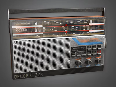 Vintage Retro Radio Speaker with FM MW Band Tuner Knobs and Metal Grille Design 3d model