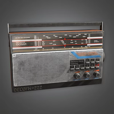 Vintage Retro Radio Speaker with FM MW Band Tuner Knobs and Metal Grille Design 3d model
