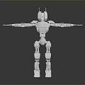 Silver Robot Character With Metallic Body Extended Arms Standing On Dark Background With Reflection