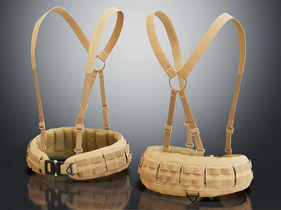 High Quality Beige Tactical Harnesses With Adjustable Straps And Multiple Utility Pockets 3d model
