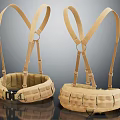 High Quality Beige Tactical Harnesses With Adjustable Straps And Multiple Utility Pockets 3d model