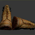 Yellow Leather Work Boots With Durable Treaded Rubber Sole And Comfortable Lace Up Design