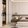 Modern Minimalist Bedroom Interior Design With Bed Nightstand Wardrobe And Window Seat Carpet
