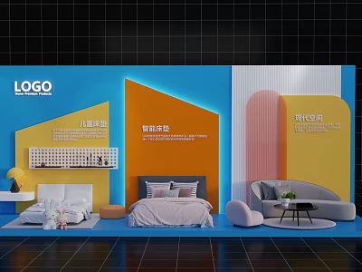 Kids Entertainment Smart Home Office Space with Colorful Interiors Beds Sofas and Decorative Elements 3d model