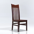 Simple Solid Dark Wood Single Chair With Vertical Slat Back Design 3d model