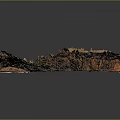 Detailed Terrain Model Featuring Red Rocky Mountains Green Vegetation and Winding Path
