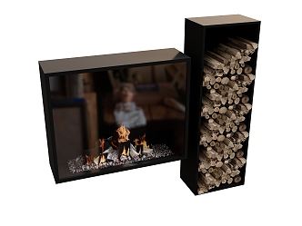 firewood flame fireplace 3d model