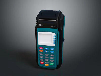Modern POS Terminal Electronic Device With Colorful Keypad And Digital Screen For Payment Processing 3d model