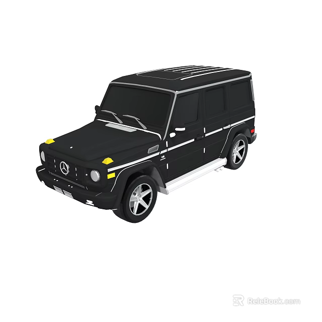 Black Mercedes G Class SUV With Silver Wheels And Yellow Accents 3d model 