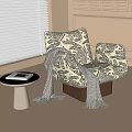 Accent Chair With Animal Print Pattern Throw Blanket And Side Table In Bright Room