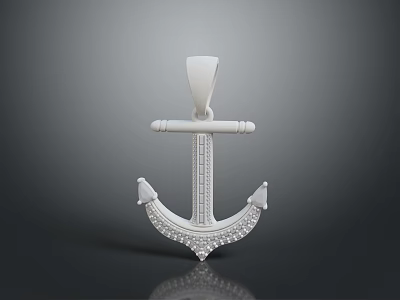 Elegant Silver Anchor Pendant With Sparkling Diamond Accents For Fashion Jewelry Accessory 3d model