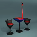 Unique Flamingo Design Table And Chair Set Featuring Blue Top Red Accents Black Seats