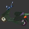3D Rendered Black Scooter With Purple Seat Silver Rear Rack And Side Mirrors