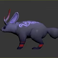 Mystical Fantasy Creature With Gray Body Red White Horns White Patterns And Red Leg Bands