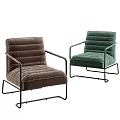 Modern Brown And Green Armchairs With Soft Upholstery And Metal Frames For Living Space