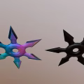 Two Star Shaped Shuriken Sports Equipment with Colorful Gradient and Black Design