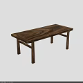 Solid Wood Tea Table With Natural Grain Pattern And Sturdy Wooden Legs Design 3d model