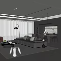 Modern Italian Guest Restaurant Modern Guest Restaurant Horizontal Hall Sofa Coffee Table Combination Dining Table and Chair Combination Sideboard Leather Sofa In-line Chandelier Lawrence Sofa 3d model