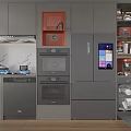 Modern Kitchen With Integrated Appliances Including Refrigerator Oven Dishwasher Stove And Coffee Maker