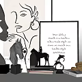 Minimalist Modern Decorative Ornament Set With Face Sculpture Horse Figurine Framed Artwork For Tabletop Decor