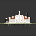 Traditional Wooden House Architectural Design With Red Tile Roof Chimneys Front Porch And Large Windows