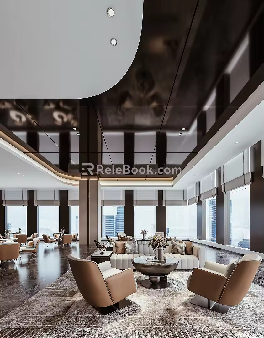 Light Luxury Recreation Area Reception Area 3d model