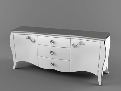 Modern Mirrored TV Stand With Drawers Cabinet Doors And Metal Handles 3d model