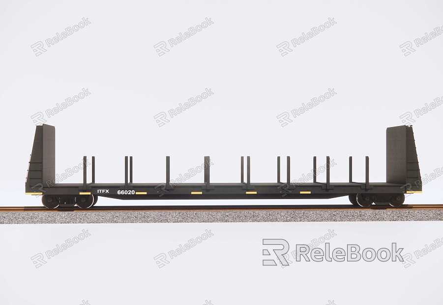 Modern train wagon log transporter model