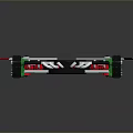 Mechanical Model With Black Green Structure Red Wheels White Blades And Central Red Yellow Emblem