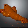 Orange Playful Creature Figure With Segmented Body And Red Spots On Dark Background Design 3d model