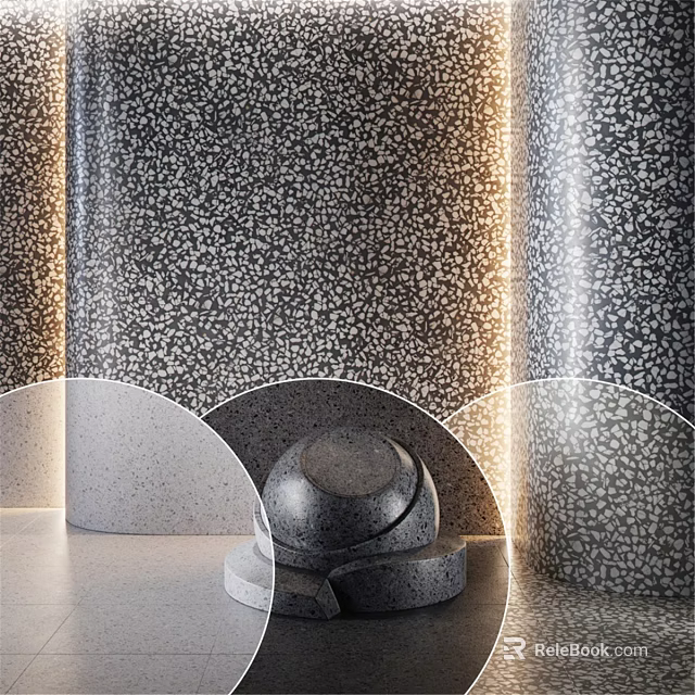 Gray Speckled Texture Cylindrical Components With Semi Circular Spherical Shapes And Light Effects 3d model 