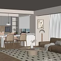 Cozy Modern Living And Dining Area With Sofa And Coffee Table