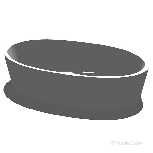 Modern Freestanding Oval Shaped Gray Bathtub With Sleek Base Design 3d model 