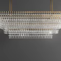 Elegant Modern Crystal Chandelier With Multi layer Transparent Crystal Pendants And Golden Metal Frame