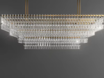 Elegant Modern Crystal Chandelier With Multi layer Transparent Crystal Pendants And Golden Metal Frame 3d model