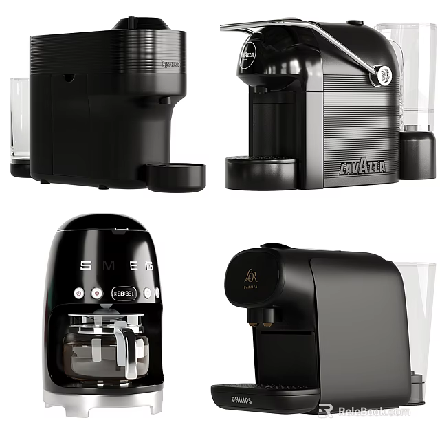 Smart Coffee Machines With Black Modern Design And Various Models For Home Kitchen 3d model