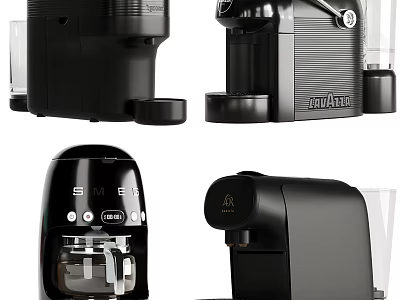 Smart Coffee Machines With Black Modern Design And Various Models For Home Kitchen 3d model