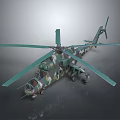 Camouflage Military Helicopter with Large Main Rotors Tail Rotor and Detailed Exterior