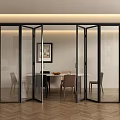 Modern Glass Folding Doors Connecting Elegant Dining Room With Table And Chairs